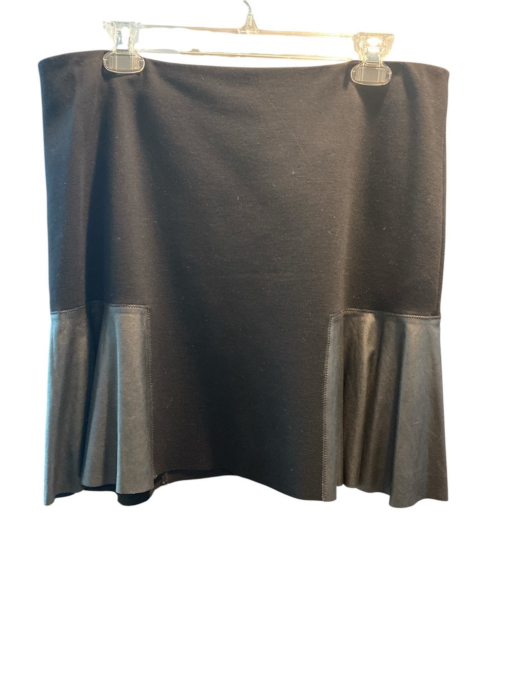 Elie Tahari Black Skirt with Lamb Leather Panels Size 12
